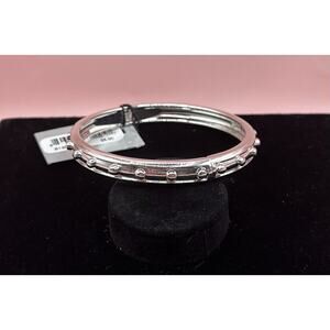 Sequin Nordstrom Silver Thin Silver Tone Enamel Hinge Bangle $25 NWOT # 16